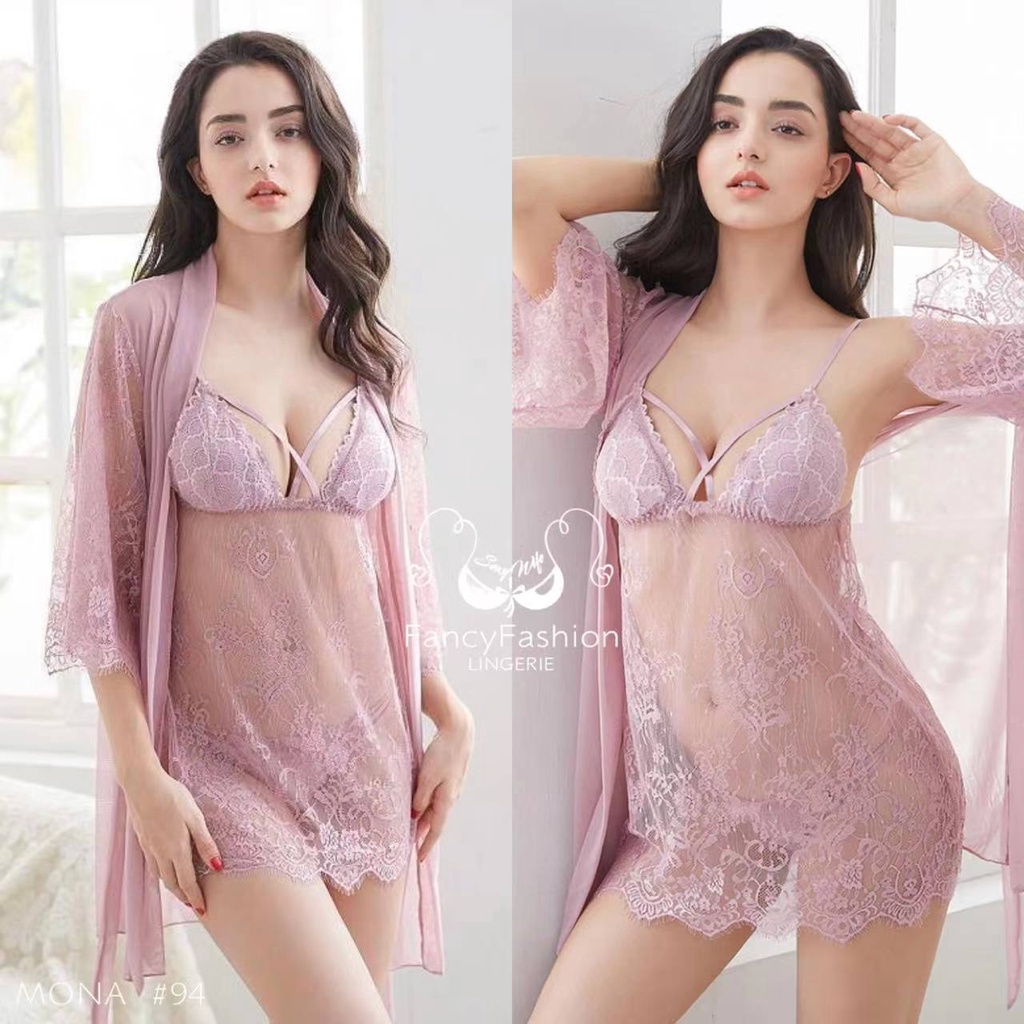 SL094 Sexy Lingerie Kimono Oneset Baju Tidur Sexy Lingerie Wanita / Lingerie Kimono / Kimono Transpa