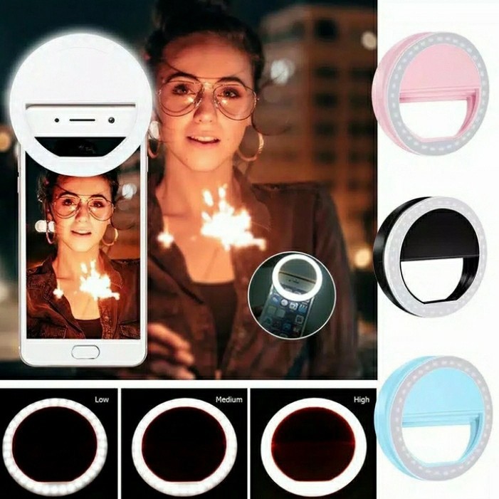 Selfie Ring Fill Light Lampu 3 Mode LED Selfie Rechargeable Charm Eyes