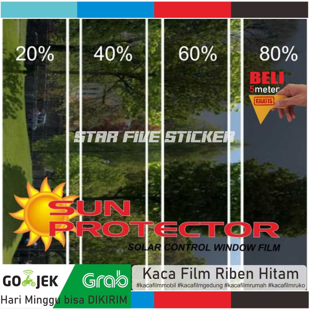 Stiker Kaca Film Jendela Rumah Riben Hitam Tahan Panas Wallpaper Kaca Anti UV