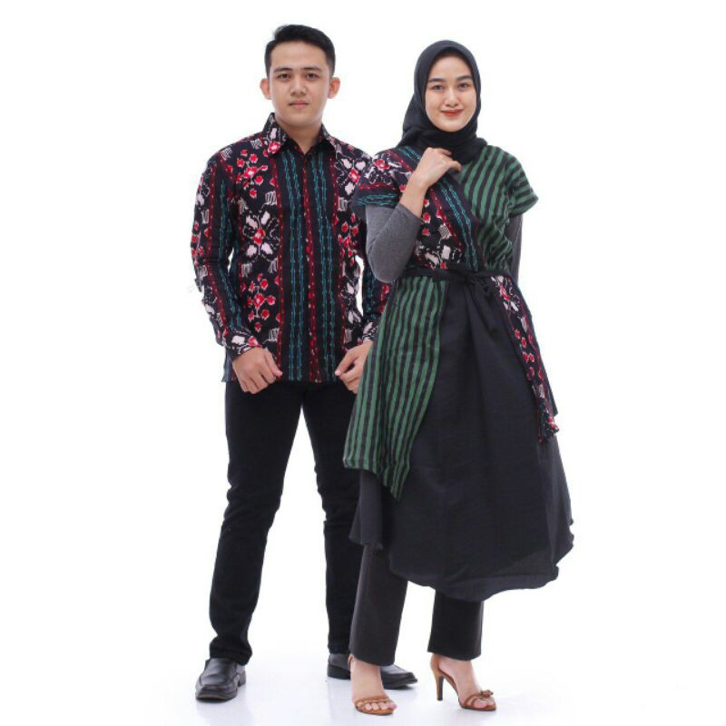 Couple dress etnik (sarimbit) dress batik brokat mix katun yunmah Motif