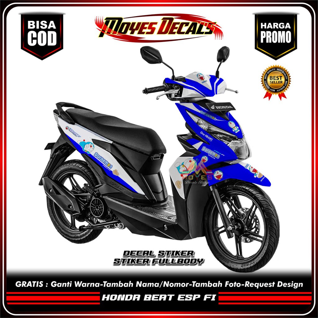 decal stiker beat fi new 2017 doraemon fullbody-stiker motor honda beat fi new fullbody doraemon