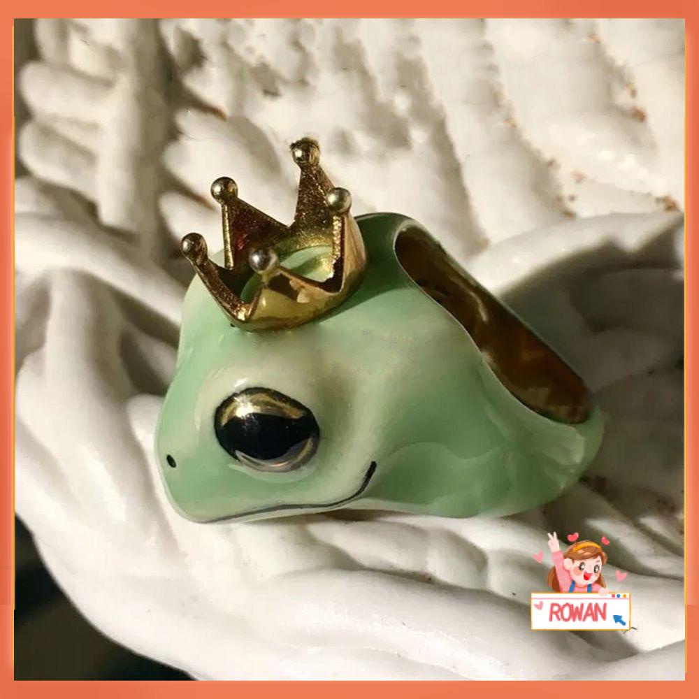 Cincin Desain Kartun Hewan Katak Bunga Untuk Aksesoris Perhiasan