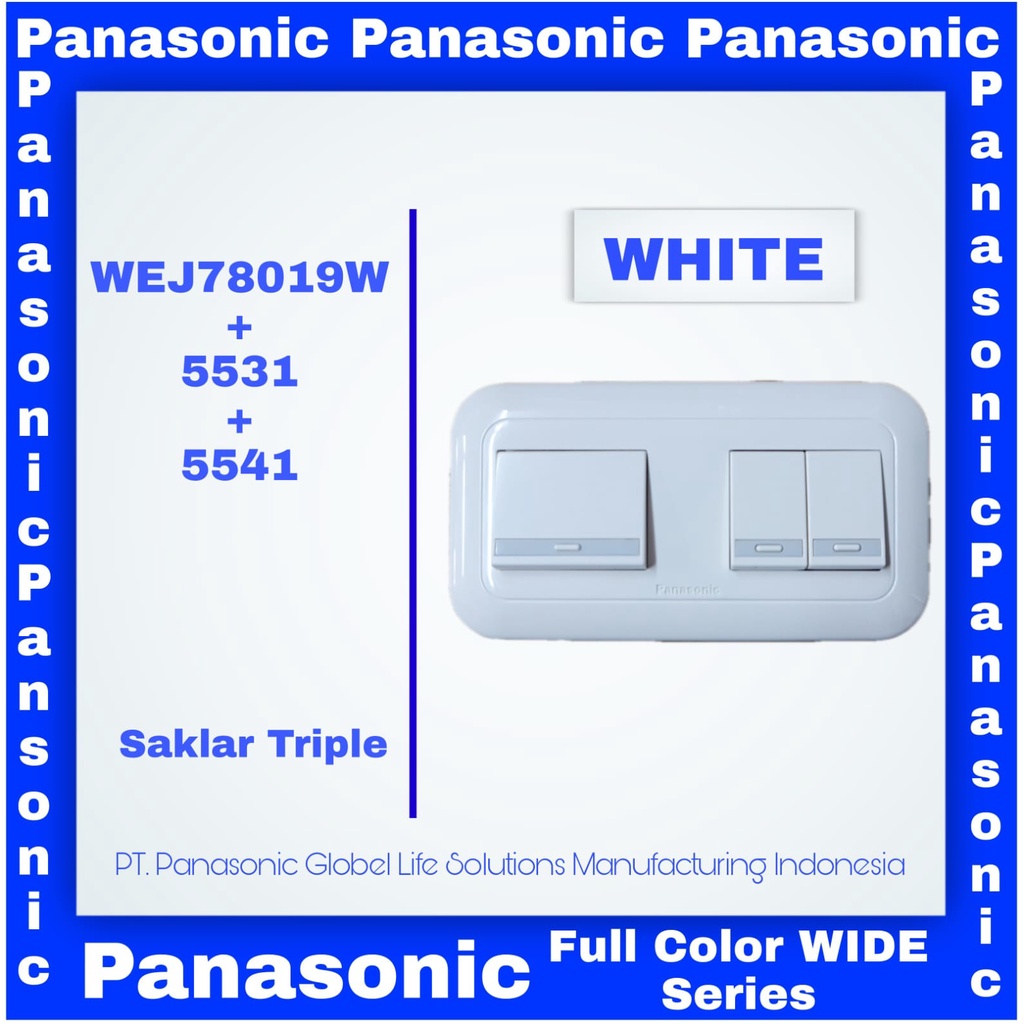 Panasonic Sakelar Triple Inbow / Panasonic Saklar 3 Gang Tanam / Saklar Triple Panasonic / Saklar Pa