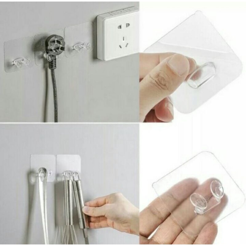 Gantungan Kabel Dinding Transparent Wall Hanger Gantungan Charger HP