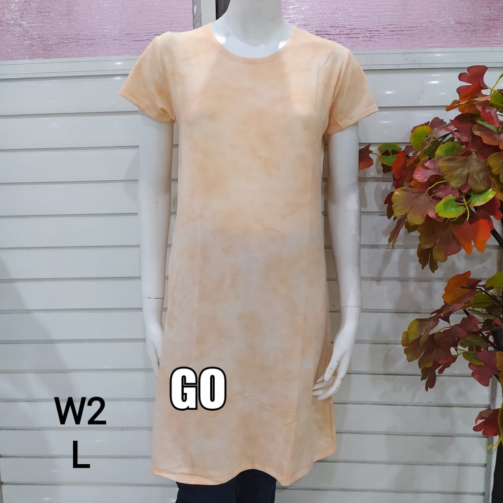 gof TD LMN DRESS/DASTER Wanita Casual Motif Warna Pakaian Perempuan Lengan Pendek