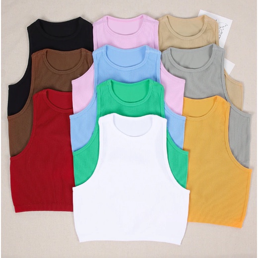 KINDSTORE❤ | Tank Top Wanita Musim Panas Loui Crop Top/Tank Top Olahraga Tanpa Lengan