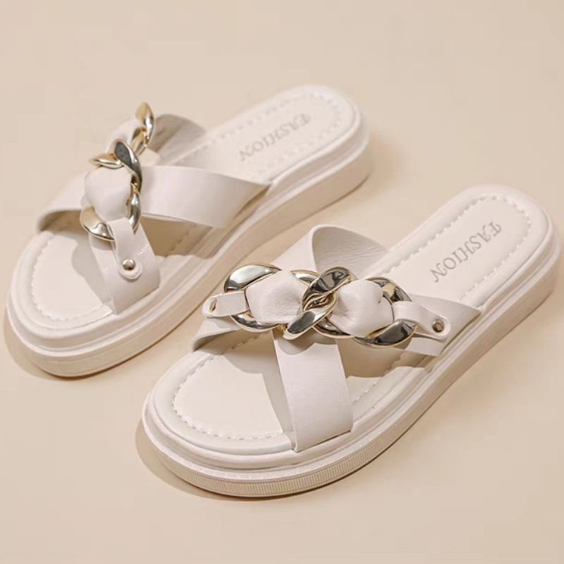 Sandal Slop Wanita Fashion Import Premium Quality DF 554 Terbaru Korean Style Sendal Kulit Tasya Viral Kekinian NF2029 Bisa Cod