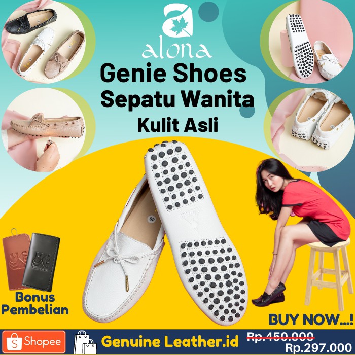 SEPATU FLAT SHOES WANITA  ALONA GENIE SHOES SEPATU CEWEK KULIT PREMIUM ORIGINAL LEATHER B05