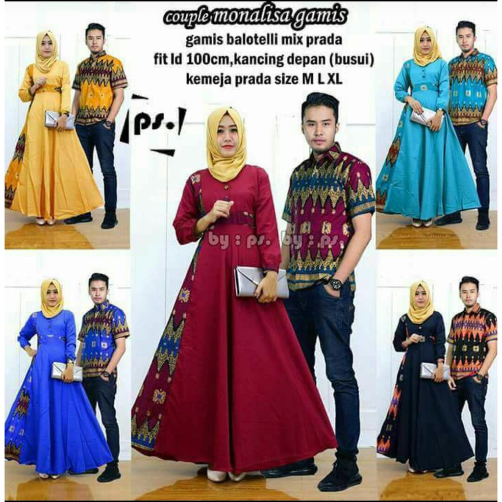 Couple Monalisa Gamis / Batik Couple Muslim / Batik Solo