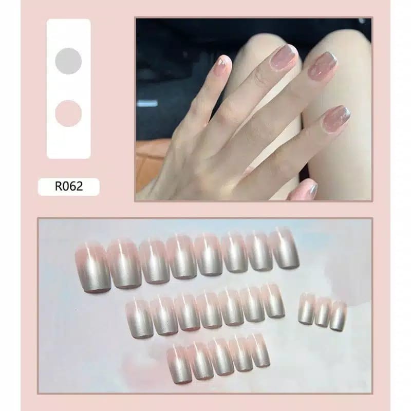 {R061-R079} Kuku palsu fake nail art kode R [isi 24pcs + lem + box] kuku palsu R-Fake nail art R