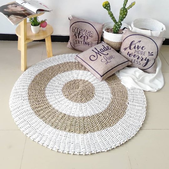 RUG ANYAMAN SEAGRASS 100-120CM / KARPET ANYAMAN / KARPET BULAT / FLOOR MAT KOTAK / FLOORMAT OVAL