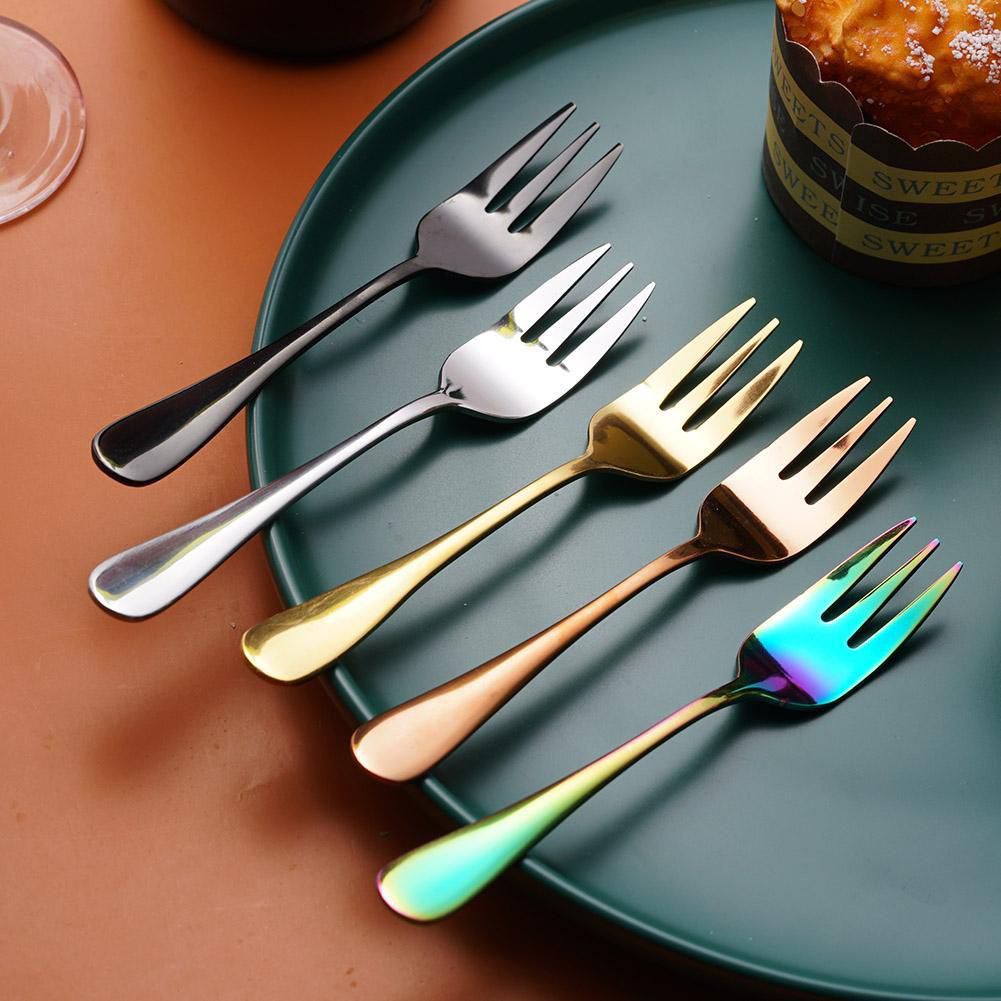 tea fork dessert stainless steel / garpu kecil buah kue cake snack / fruit salad fork kitchen hotel resto cafe