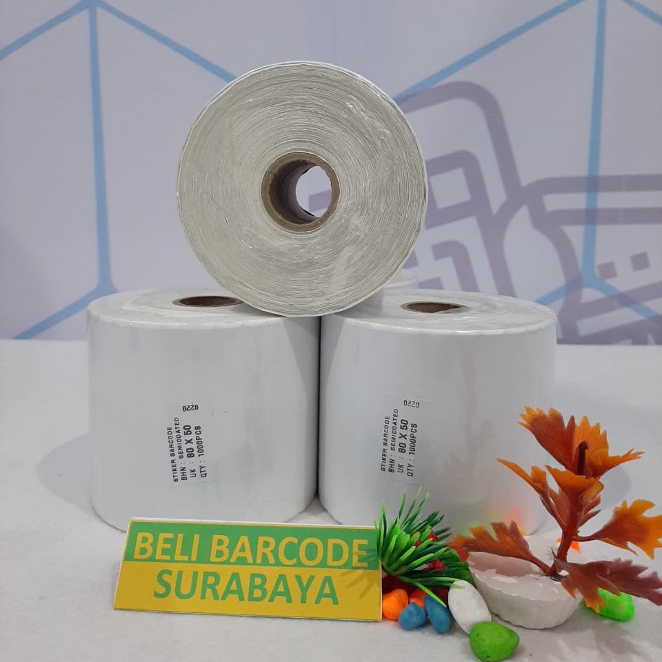 KERTAS LABEL BARCODE SEMICOATED 80 X 50 - PRINTER BARCODE LABEL 80X50 @1000