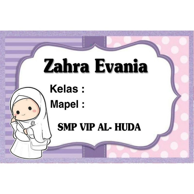 

(ISI 50 PCS) LABEL BUKU SEKOLAH ANAK MOTIF HIJAB