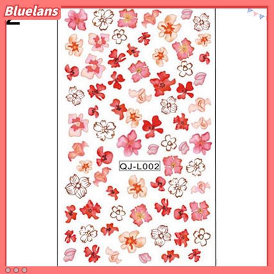 Bluelans Stiker Nail Art Manicure Desain Daun Maple Bunga Butterfly