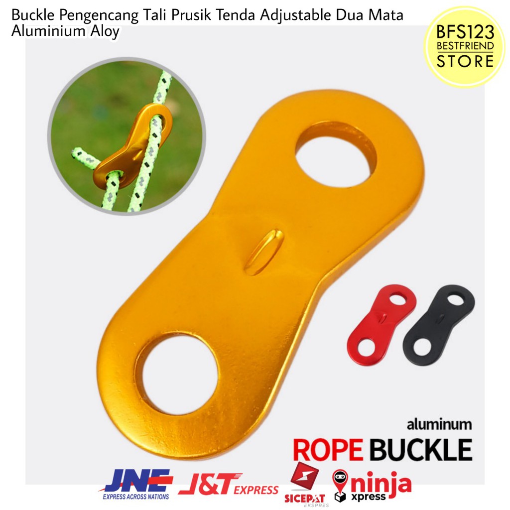 Buckle Pengencang Tali Prusik Tenda Adjustable Dua Mata Aluminium Aloy