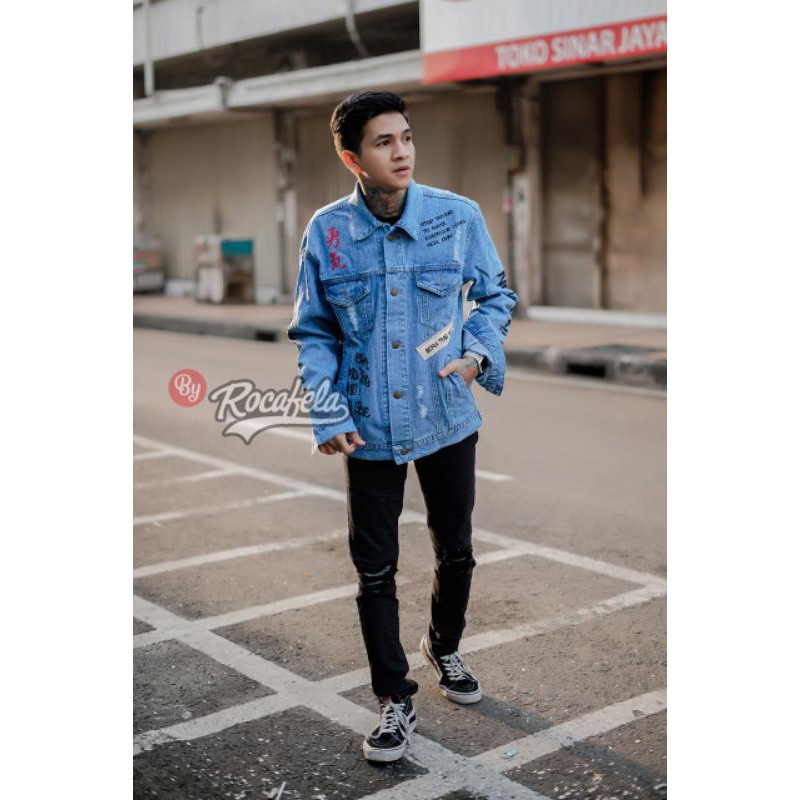 JAKET JEANS ROCAVELA PRIA ORIGINAL / JAKET DENIM GRAFITI TERBARU