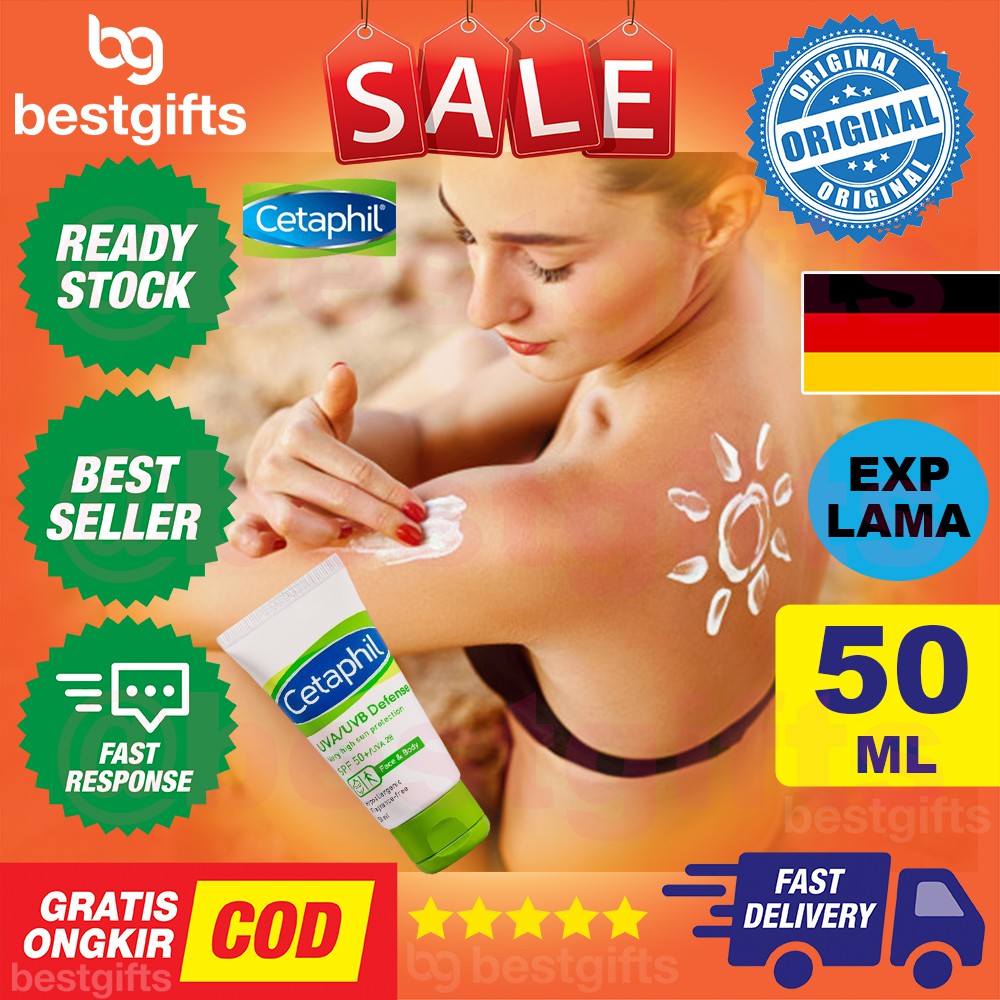 CETAPHIL UVA UVB DEFENSE VERY HIGH SUN PROTECTION BLOCK SPF15 SUNSCREEN SUNBLOCK KRIM PELEMBAP 50 ML