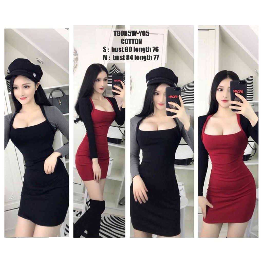 TBOR5W dress merah dress hitam dress sabrina dress lengan panjang dress sexy dress bodycon seksi