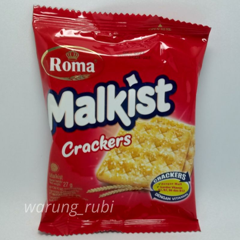 Roma Malkist Cracker 27 gram, Harga 1pcs. Cemilan Snack Jajanan Jadul Makanan ringan Satuan Eceran G