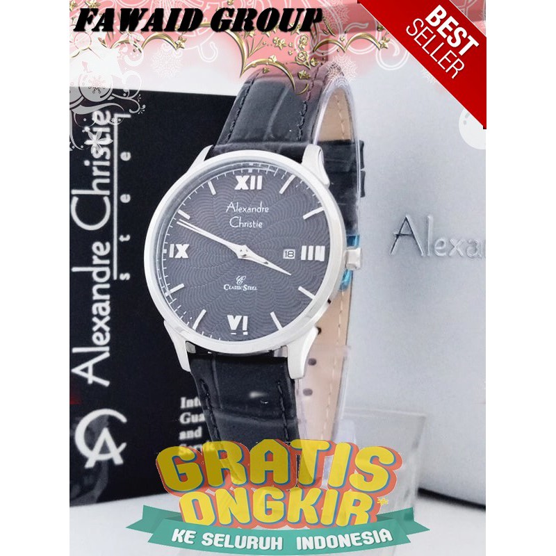 BEST SELLER JAM TANGAN WANITA ALEXANDRE CHRISTIE AC 8457 WANITA SILVER BLACK ORIGINAL