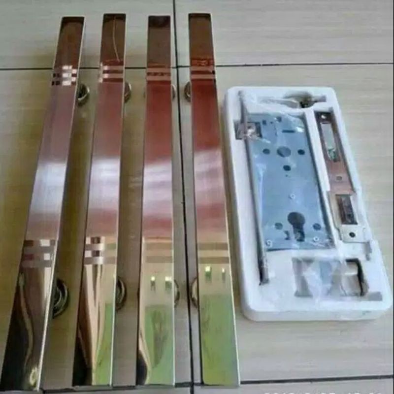 Handle gagang pintu rumah pintu 2 full set panjang 80cm tarikan pintu rumah