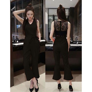  Baju  kodok  jumpsuit overall panjang motif salur pergi 