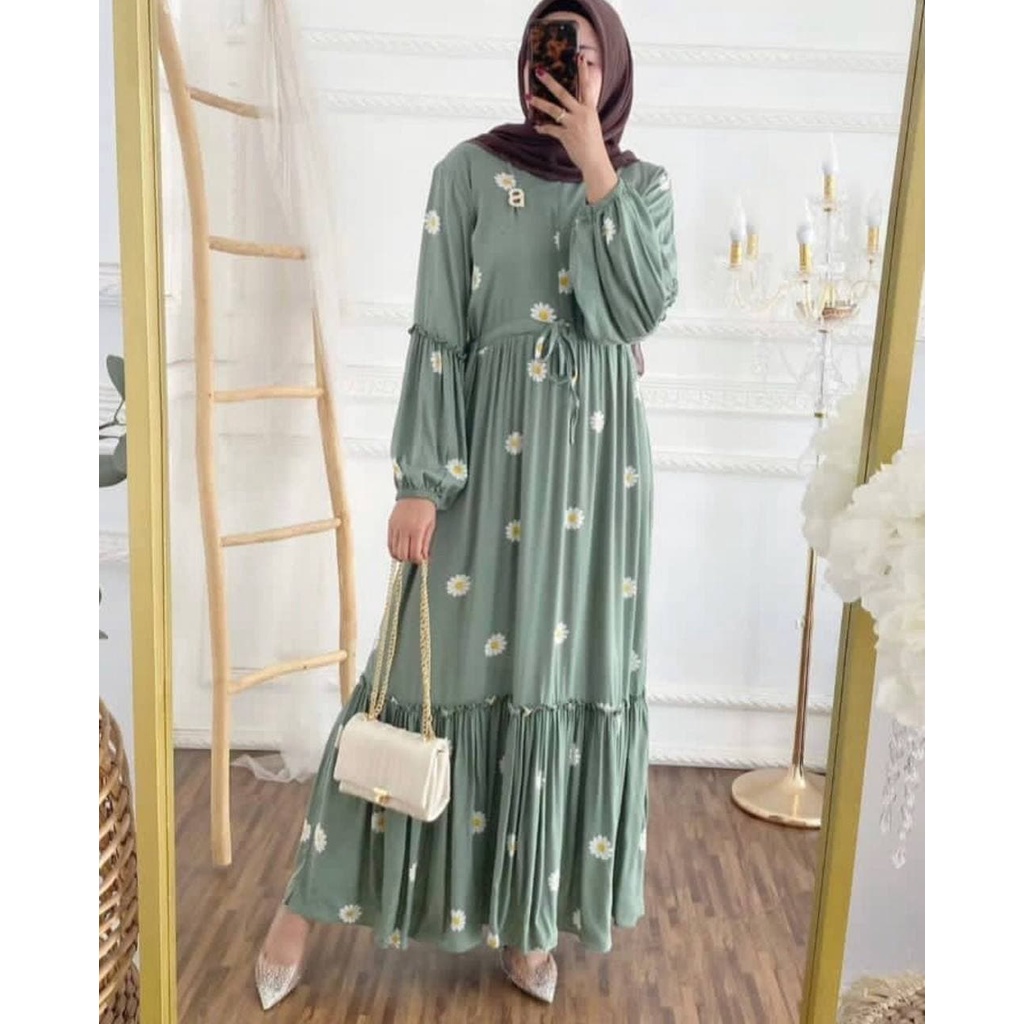 Gamis Rayon Viscose Premium Lengan Panjang Dress Wanita Casual Fashion Muslim Kekinian