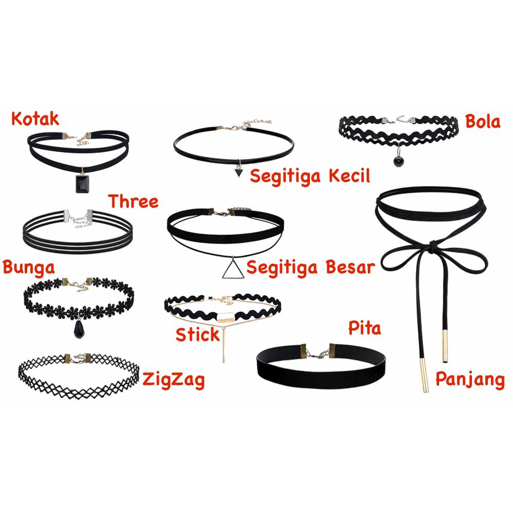 1 Pcs / 10 Pcs Kalung Choker Wanita Cantik Korea - Design Korea ( Group )