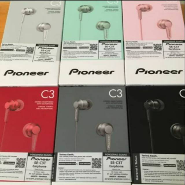 ORIGINAL GARANSI RESMI PIONEER SE  C3T C3 Earphone