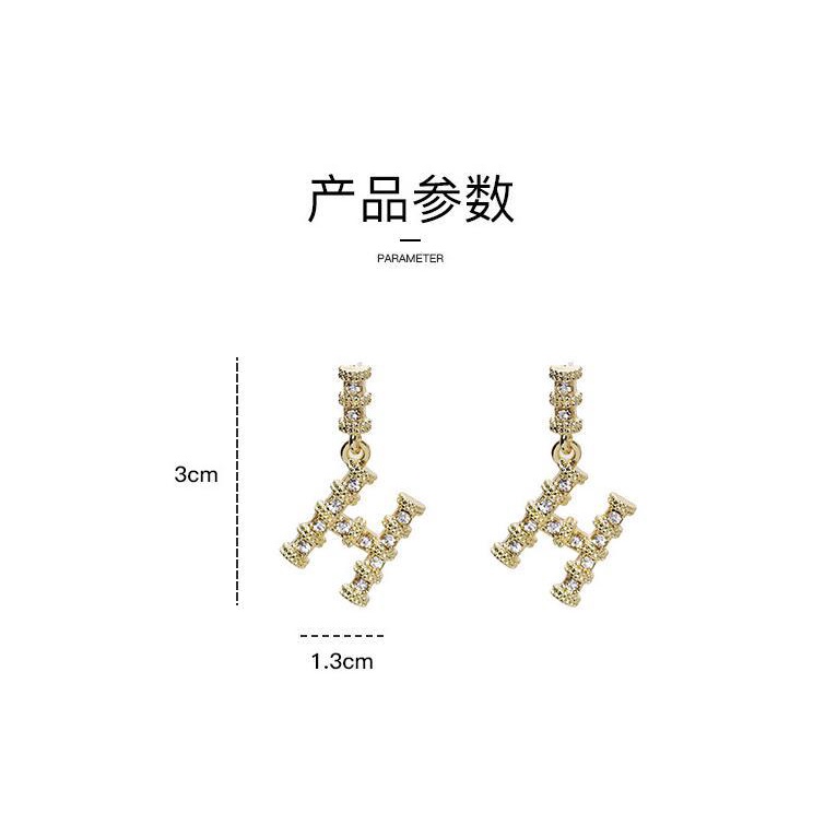 925 jarum perak 2020 baru trendi Korea temperamen liar huruf Zircon stud anting-anting retro aloofne