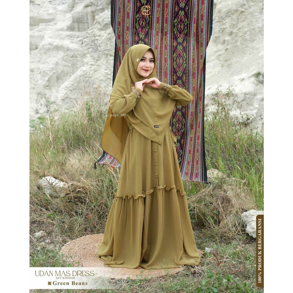 Puan Udan Mas Gamis Dress Set Khimar By Puan Terbaru