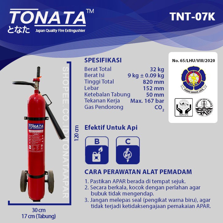 APAR 9KG Karbondioksida (CO2) TONATA / Set Komplit