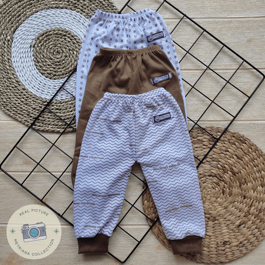 3 Pcs Celana Panjang Bayi Baru Lahir Seri Coklat Meyriana Collection