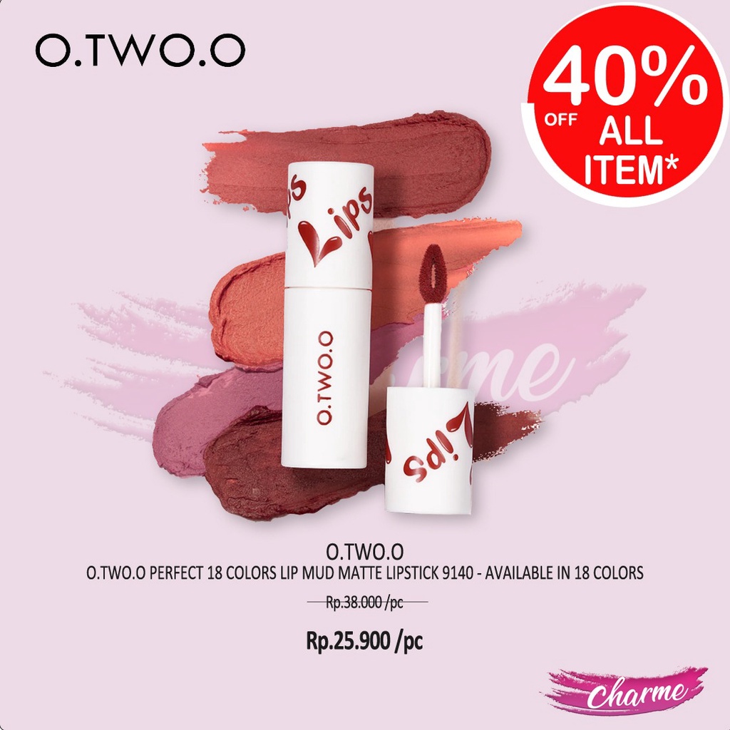 (READY &amp; ORI) O.TWO.O Otwoo Perfect 18 Colors Lip Mud Matte Lipstick 9140