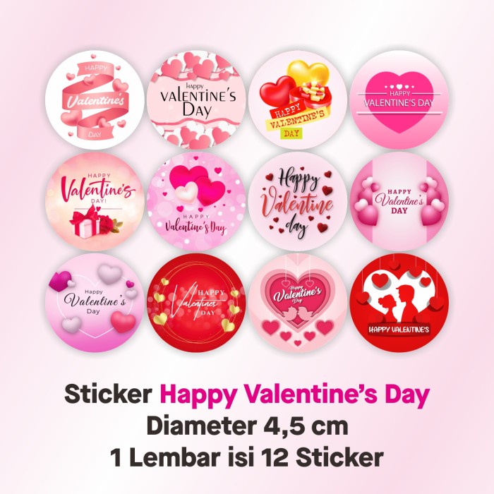 

Stiker Label Happy Valentine's Day Sticker Valentine Day Selamat Hari Kasih Sayang Diameter 4,5 cm (1 Lembar/12 pcs)