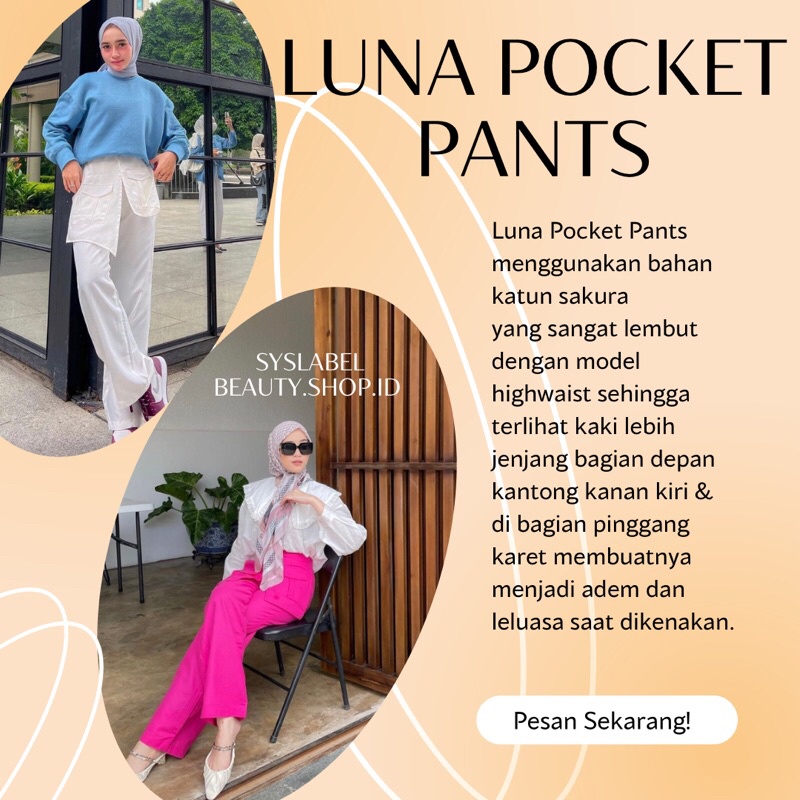 Luna Pocket Pants - HighWaist Pocket Pants - Celana Wanita - Celana Viral Best - Celana Jumbo