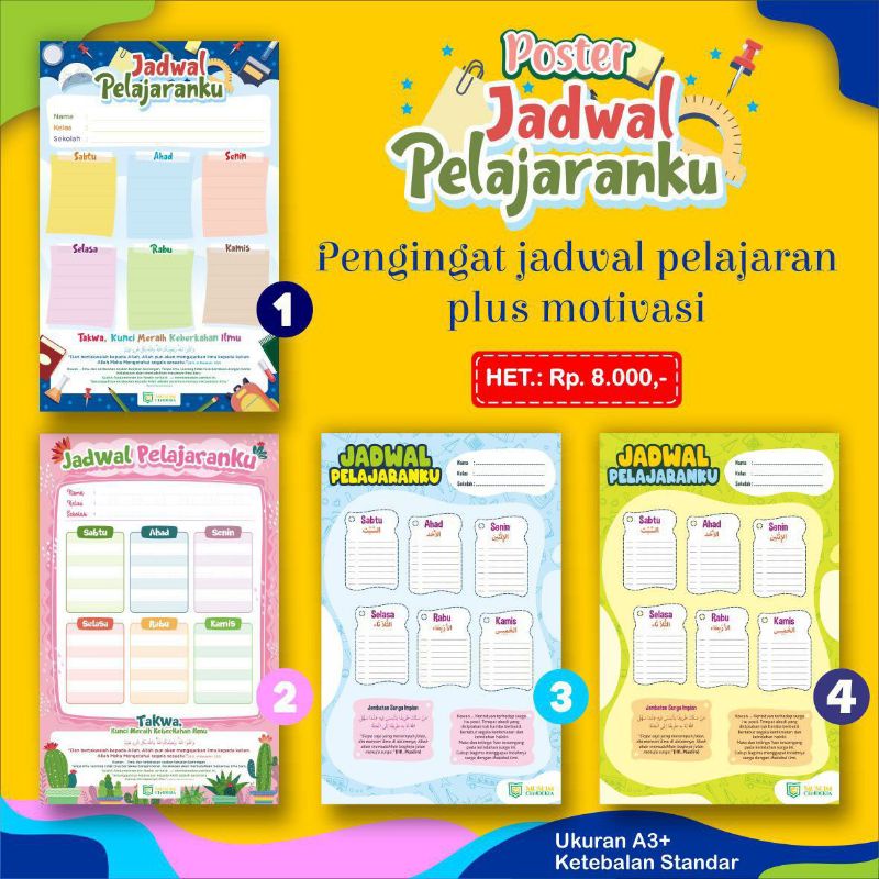 

Poster Jadwal Pelajaran dan Nasihat Motivasi bagi Penuntut Ilmu Media Tashfiyah
