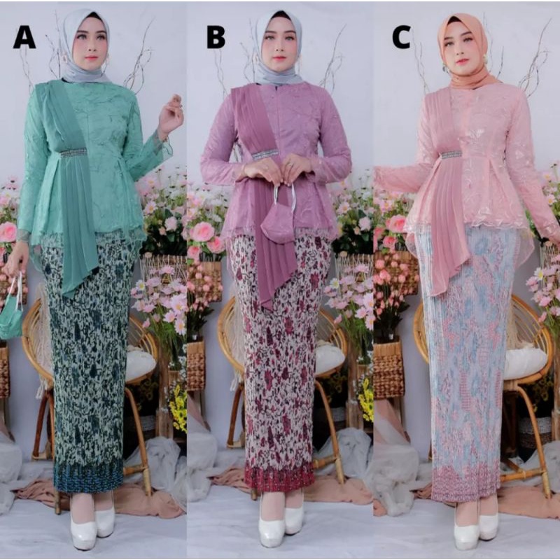 PROMO!kebaya selendang rok plisket(harga setelan)KWALITAS PREMIUM