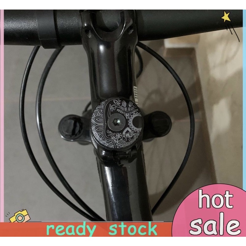 Top Cap Stem Sepeda Black Pattern Screw 28,6 mm Fork Headset Cover