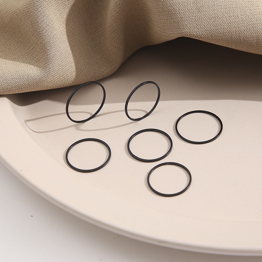 6pcs/set Simple Women Jewelry Alloy Black Finger Ring Set