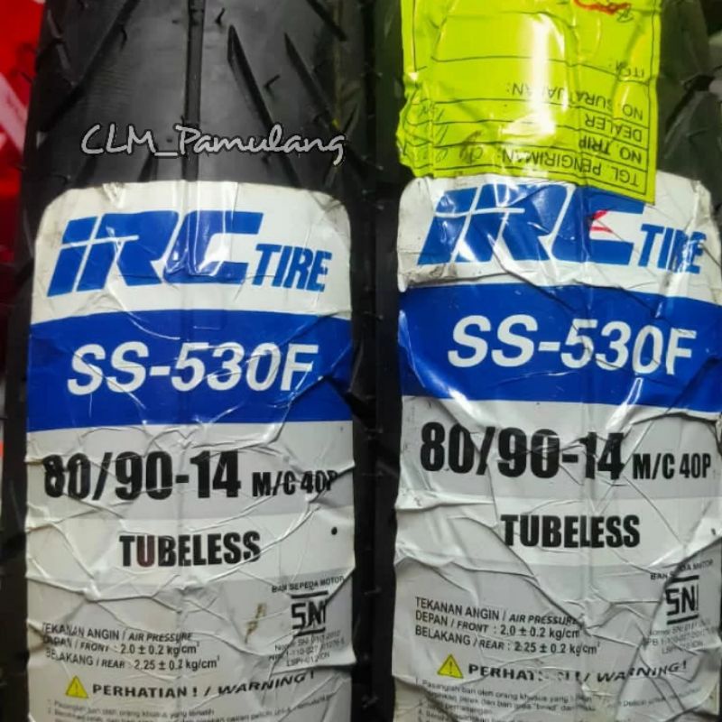 BAN TUBELESS IRC SS530 80/90 RING 14 100%ORI