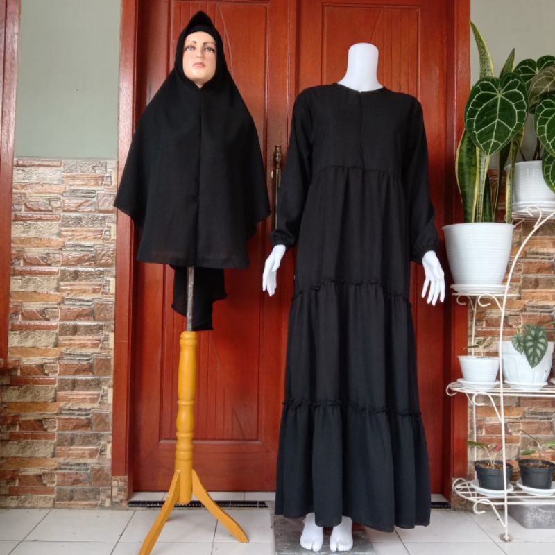 gamis syar'i polos hitam