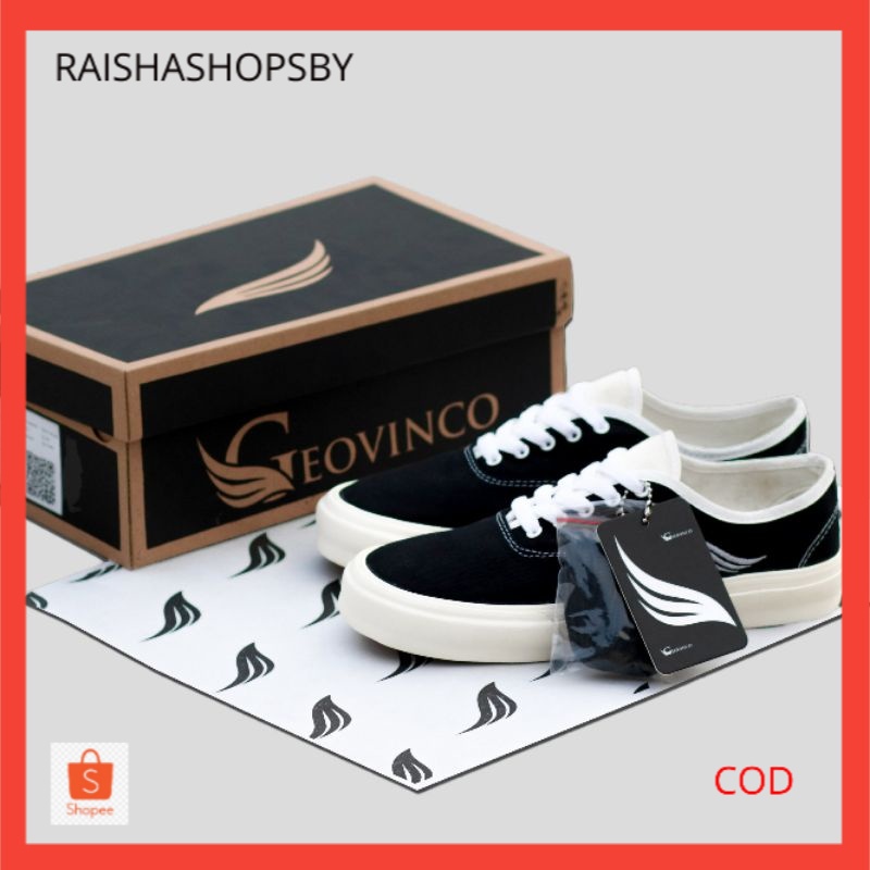 Sepatu Sneakers Original Geovinco BLASH Hitam Unisex Shoes Vulcanize Double Foxing Sekolah Casual