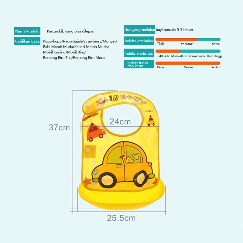 Premium Baby Bibs Silikon BPA Free Waterproof MPASI Celemek Makan Bayi Feeding Silicone Slabber Bib/C 2