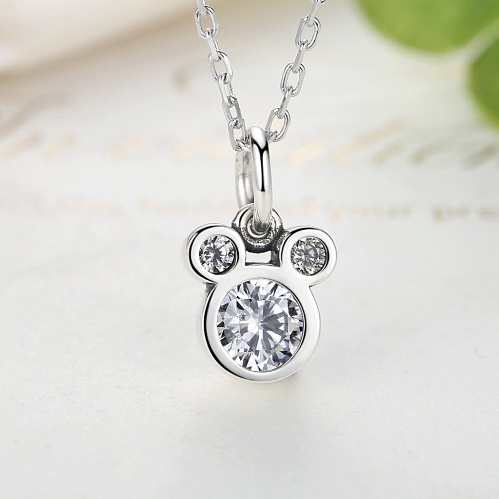 Kalung Dengan Liontin Mickey Mouse Bahan Stainless Steel Untuk Wanita