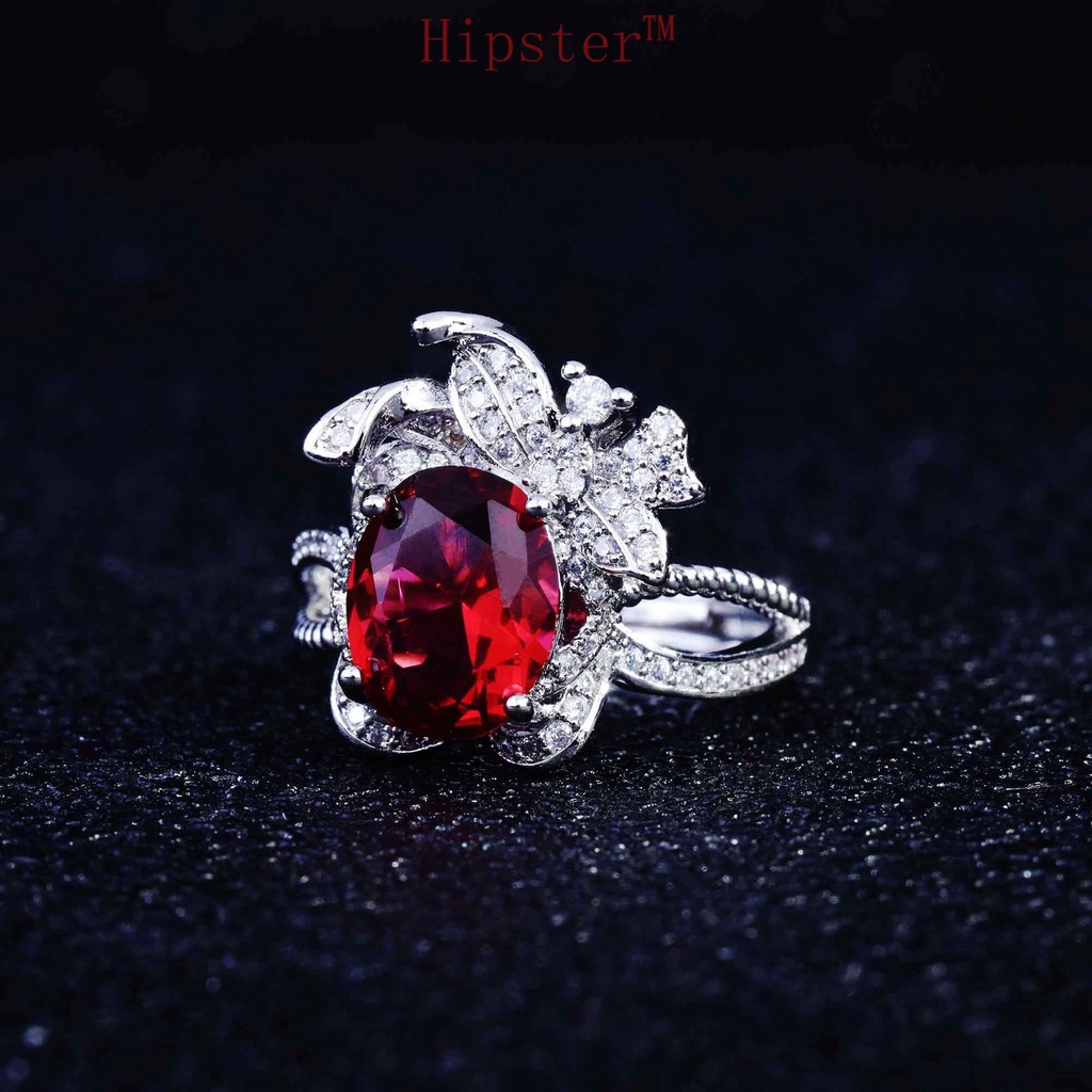 Cincin Batu Permata Warna Merah Untuk Wanita