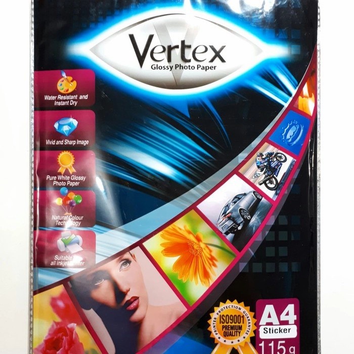 Paper Photo Sticker Vertex 115g / Kertas Foto Glossy Stiker Vertex