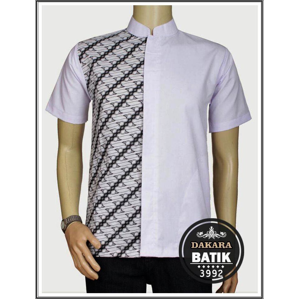 KEMEJA BATIK COWOK MOTIF PARANG KOMBINASI POLOS M 992