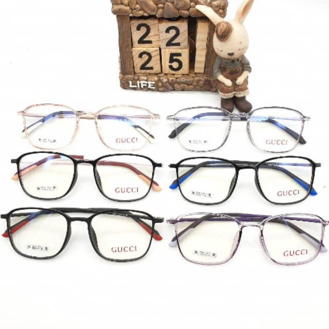 TIPIS LENTUR | frame kacamata kotak oval | paket kacamata minus/plus/cyl/antiradiasi | guccmi